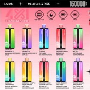 Bang Box 160K Pufų 4 skonio pigūs vape modai