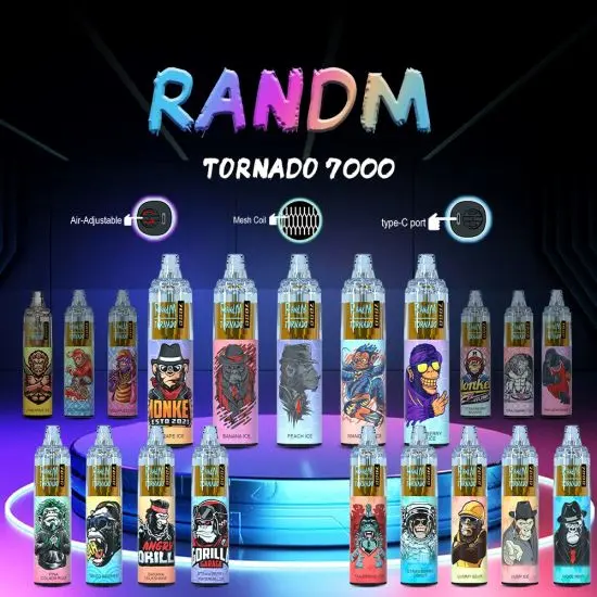 RGB Gaisma RandM Tornado 7000 Pūtienu Vienreizlietojamais Vape Vairumtirdzniecība