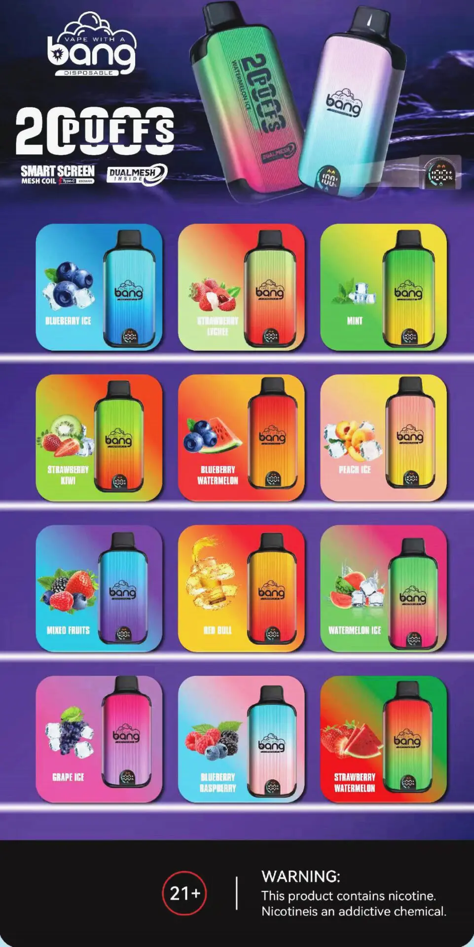 Vape de boa venda Bang 20000 puffs Vape de boa venda Bang 20000 puffs