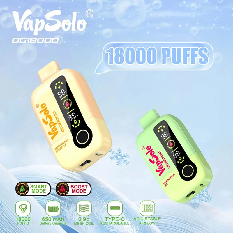 Vente en gros de vapes jetables Vapsolo DG 18000 bouffées