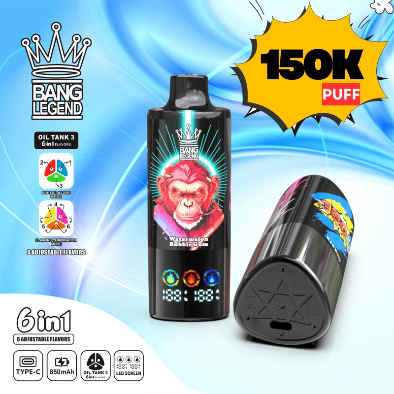 Bang Legend 150000 Bouffées 150K Bouffées Vape 6-en-1 Saveurs Réglables
