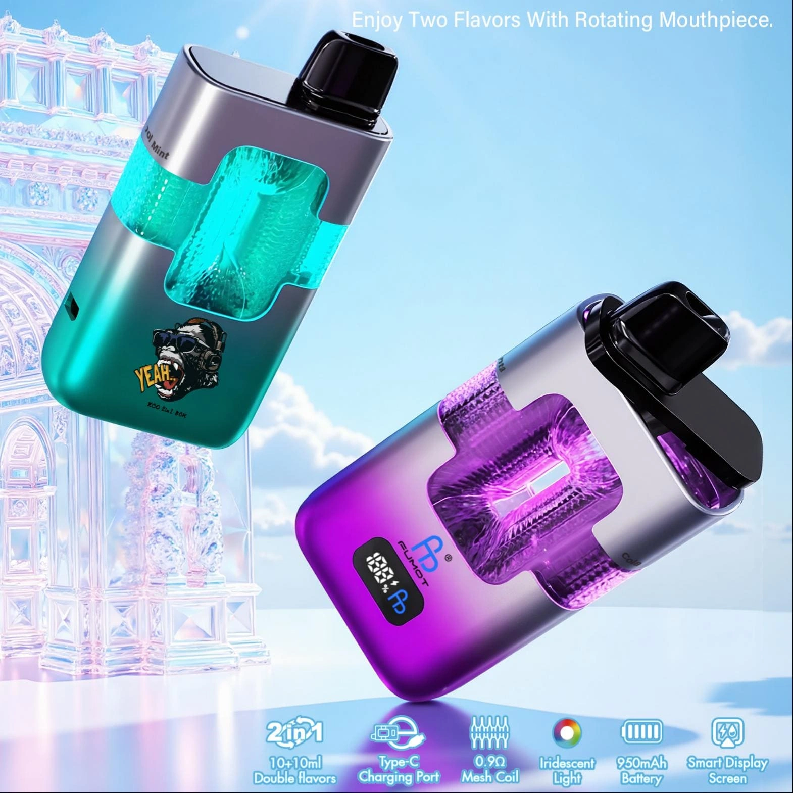 Originele Fumot Eco 50K Puffs 2-in-1 Vape Twins Wegwerp