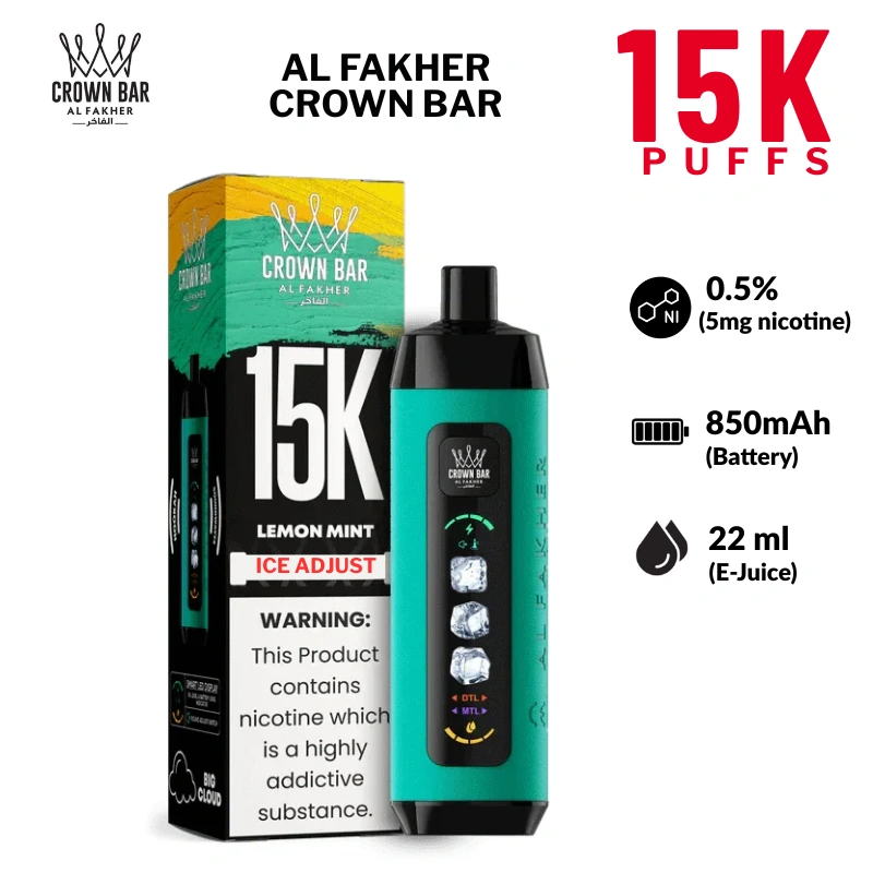 Al Fakher Crown Bar Ice Adjust Disposable 15000 Puffs in France