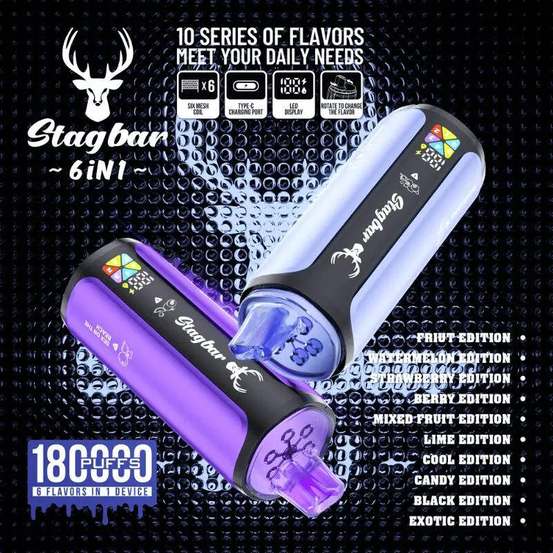 Stagbar 6 IN 1 180K Puffs Disposable Vape EU Warehouse Stagbar 6 IN 1 180K Puffs Disposable Vape EU Warehouse