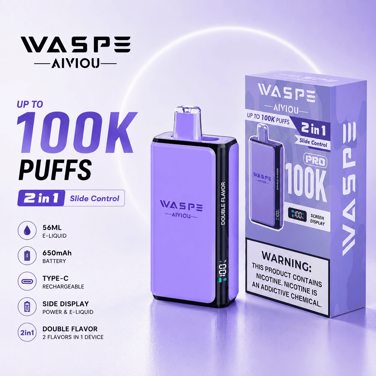 WASPE 100k 100000 Puff Pro Double Flavor Vape